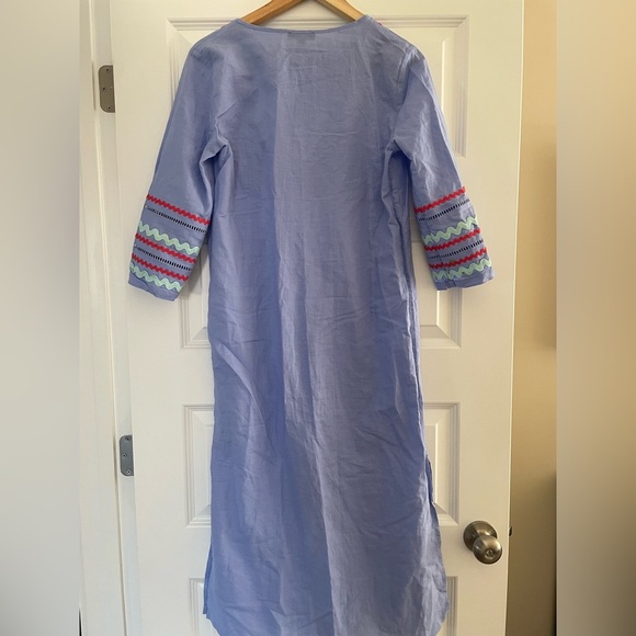 J Crew Long beach tunic with rickrack trim, periwinkle blue with red trim, xs - Picture 5 of 7